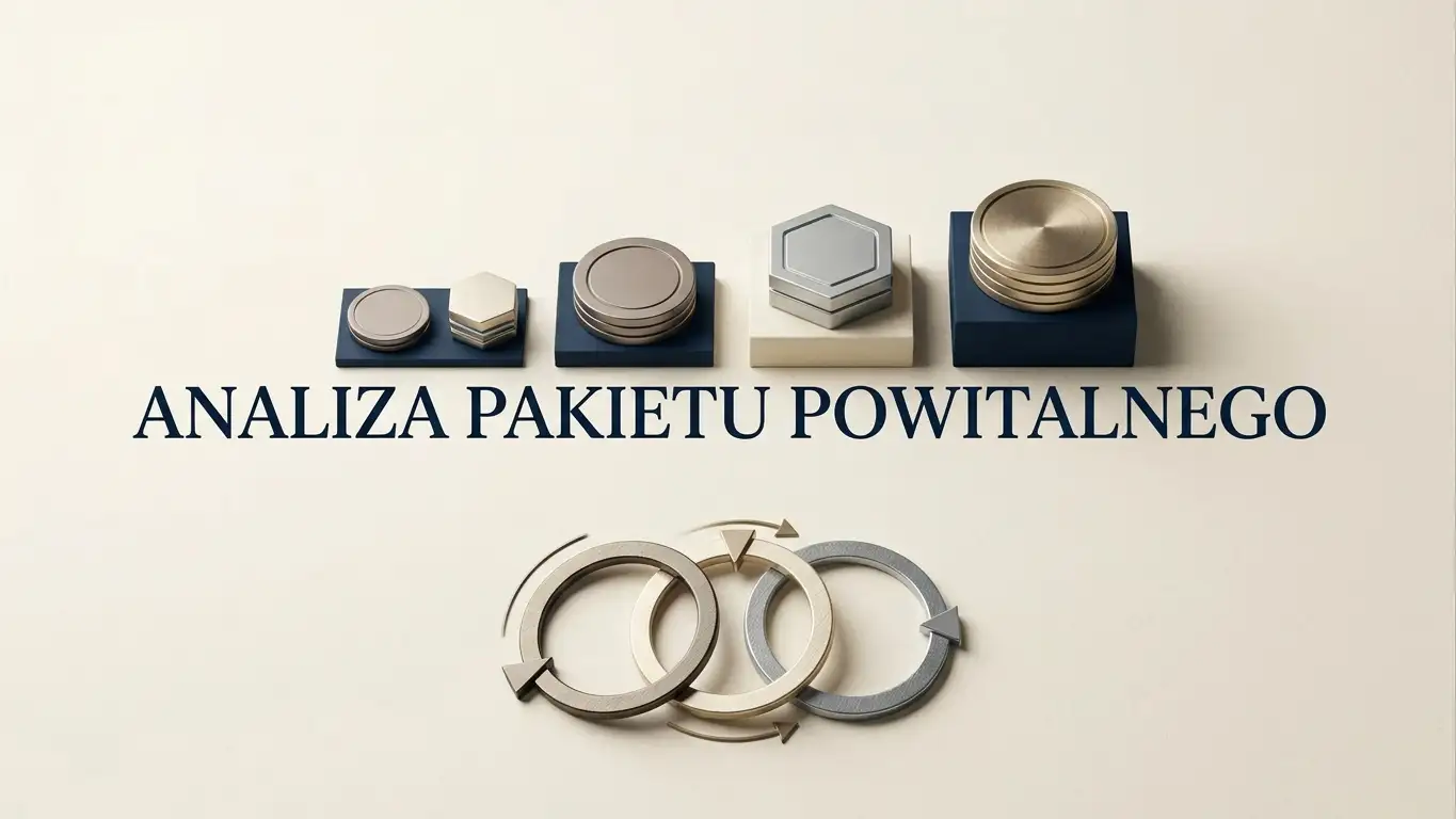 Ilustracja przedstawiająca cztery etapy pakietu bonusowego i warunki obrotu